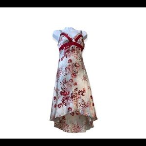 RED/SILVER ORIENTAL SLIP DRESS SIZE 7
